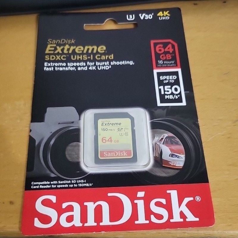 板橋區自取$290 公司貨 有貼紙 SanDisk Extreme SDXC 64G 64GB 150MB/s 記憶卡
