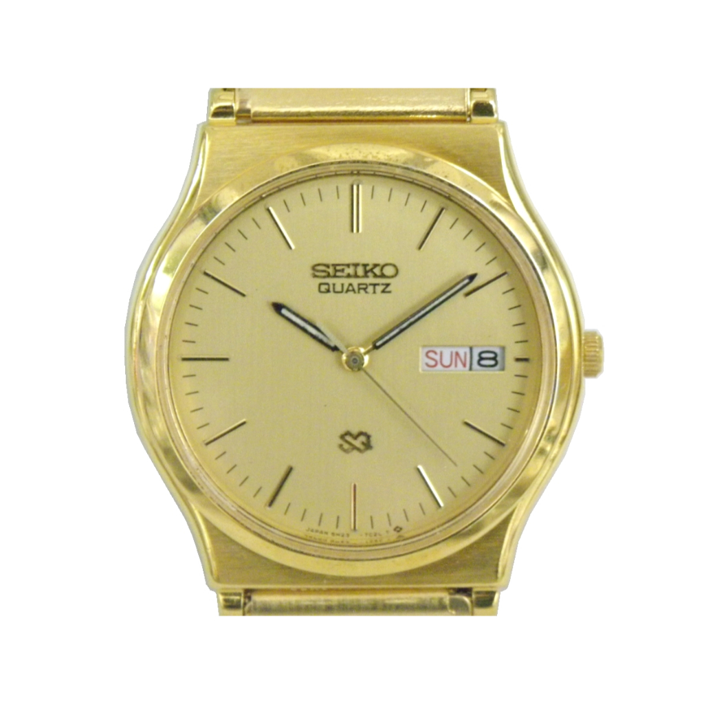 [專業] 石英錶 [SEIKO 631199] 精工傳統圓形時尚金錶[SQ][金色面+星+日期]/中性/新潮/軍錶