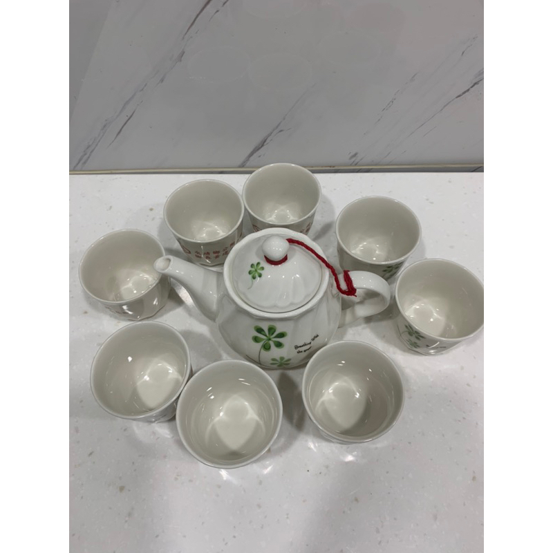 美濃窯 陶瓷茶具組🫖 ㄧ壺八茶杯 二手