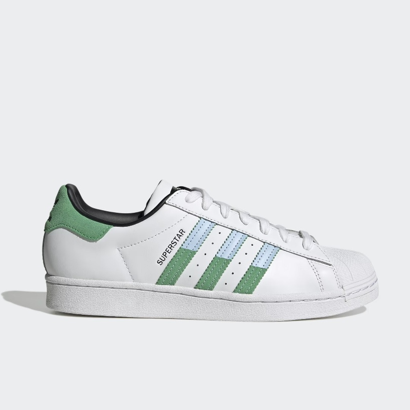 [現貨US13] Adidas Originals Superstar 白黑綠藍 貝殼頭 休閒鞋 大尺碼 HQ2168