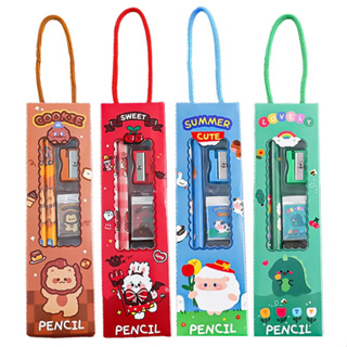 動物手提(5件入)文具禮盒 兒童文具組 提袋文具5件組 文具禮盒 鉛筆盒 鉛筆 畢業禮物 文具套裝《玩具老爹》