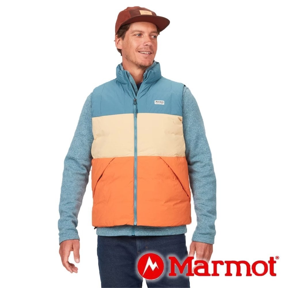 【Marmot】中性保暖羽絨背心『月河藍/橡木棕/橘柚橘』14634