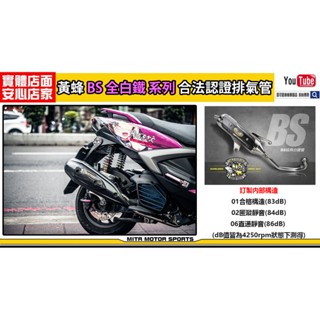 麥可倉庫機車精品【黃蜂BS系列 噪音檢測 合法 全白鐵 觸媒 排氣管】客製化訂製商品