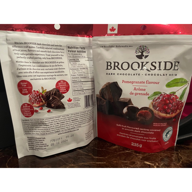 新品現貨特賣 加拿大Brookside黑巧克力紅石榴/藍莓夾餡235g