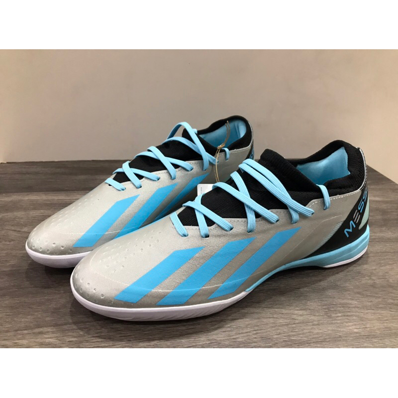 ADIDAS X CRAZYFAST MESSI.3 男足球鞋 成人足球鞋 室內足球鞋 平底 IE4076 銀藍