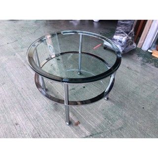 【全省二手貨 總店】二手傢俱*實心鋼鐵玻璃圓茶几 茶几 邊幾 客廳桌 透明茶几 桌子 簡約茶几 矮桌 中古家具二手傢俱全