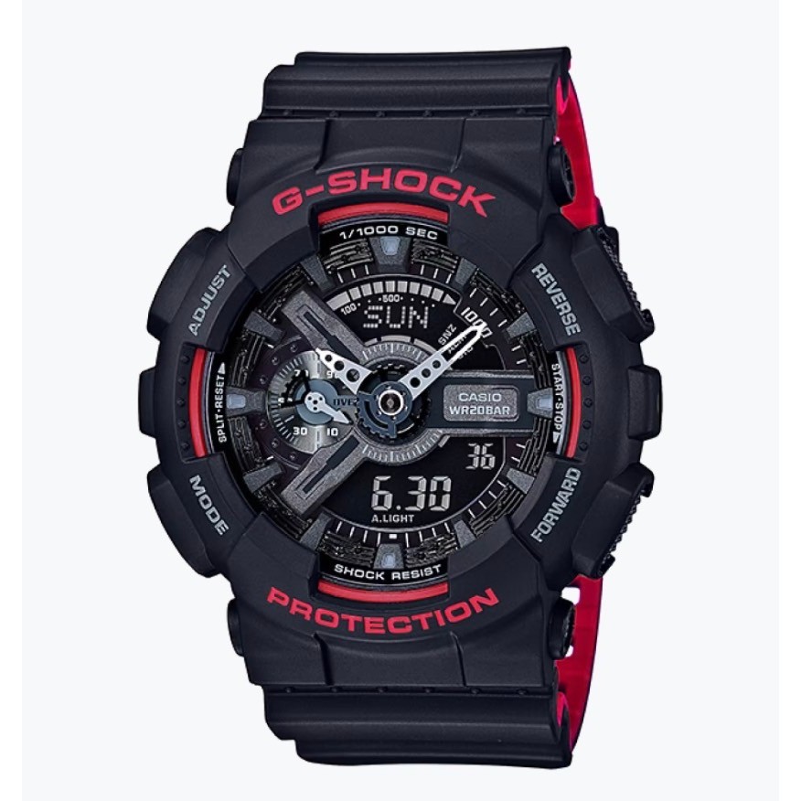 【G-SHOCK】絕對強悍時尚黑紅潮流運動錶GA-110HR-1A 51.2mm 現代鐘錶