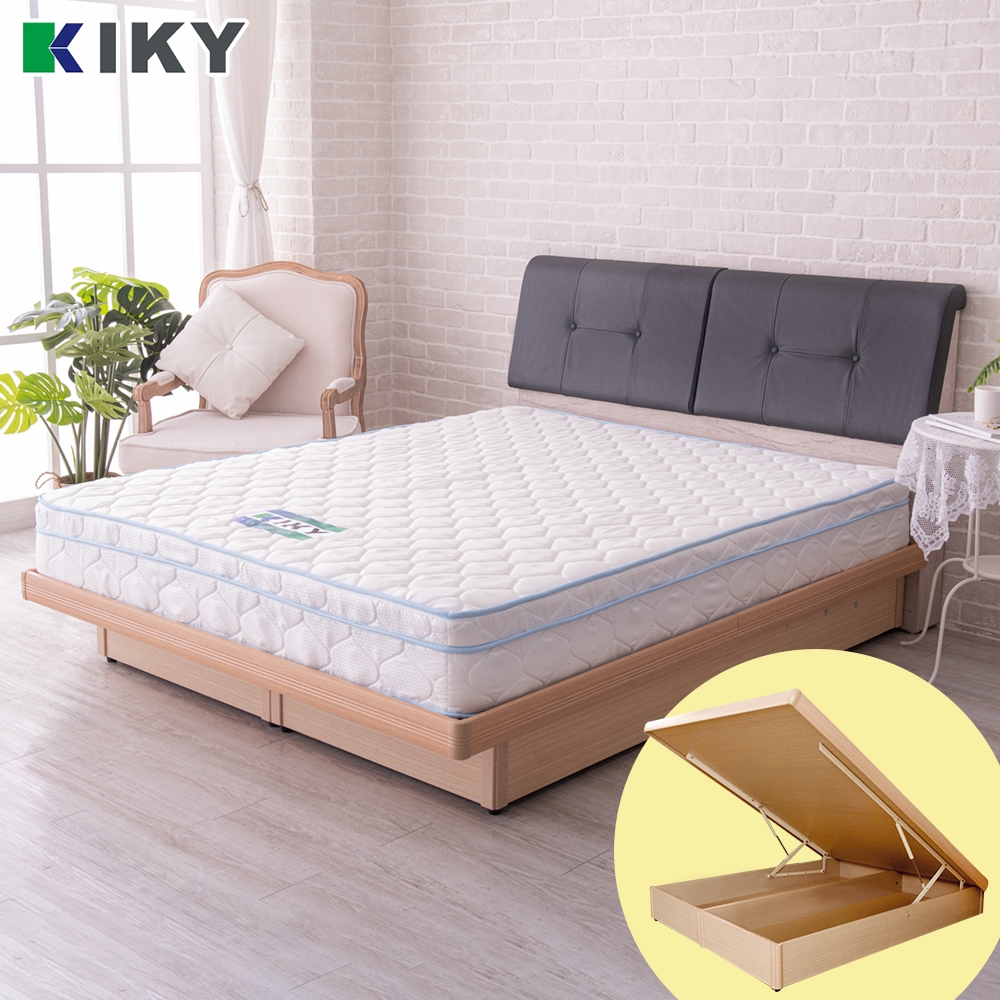 【KIKY】小吉岡床頭片搭配掀床 二件組 台灣製造｜氣動式收納掀床 耐污貓抓皮 靠枕床頭片 ✧單人、雙人、雙人加大✧
