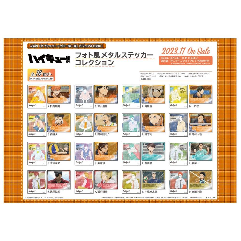 0224更 日版現貨 排球少年 貼紙 場外鏡頭 及川徹 孤爪研磨 日向 影山 赤葦 月島 菅原 西谷夕 黑尾 澤村大地