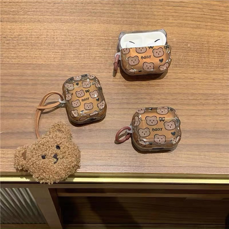 可愛棕色多隻小熊掛件造型Airpods保護套一代二代三代 pro 新2代可愛全包防摔 保護套 保護殼（送掛扣）唉
