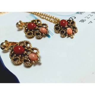 vintage jewelry AVON 波希米亞 彩石套組 項鍊+夾式耳環 1700元