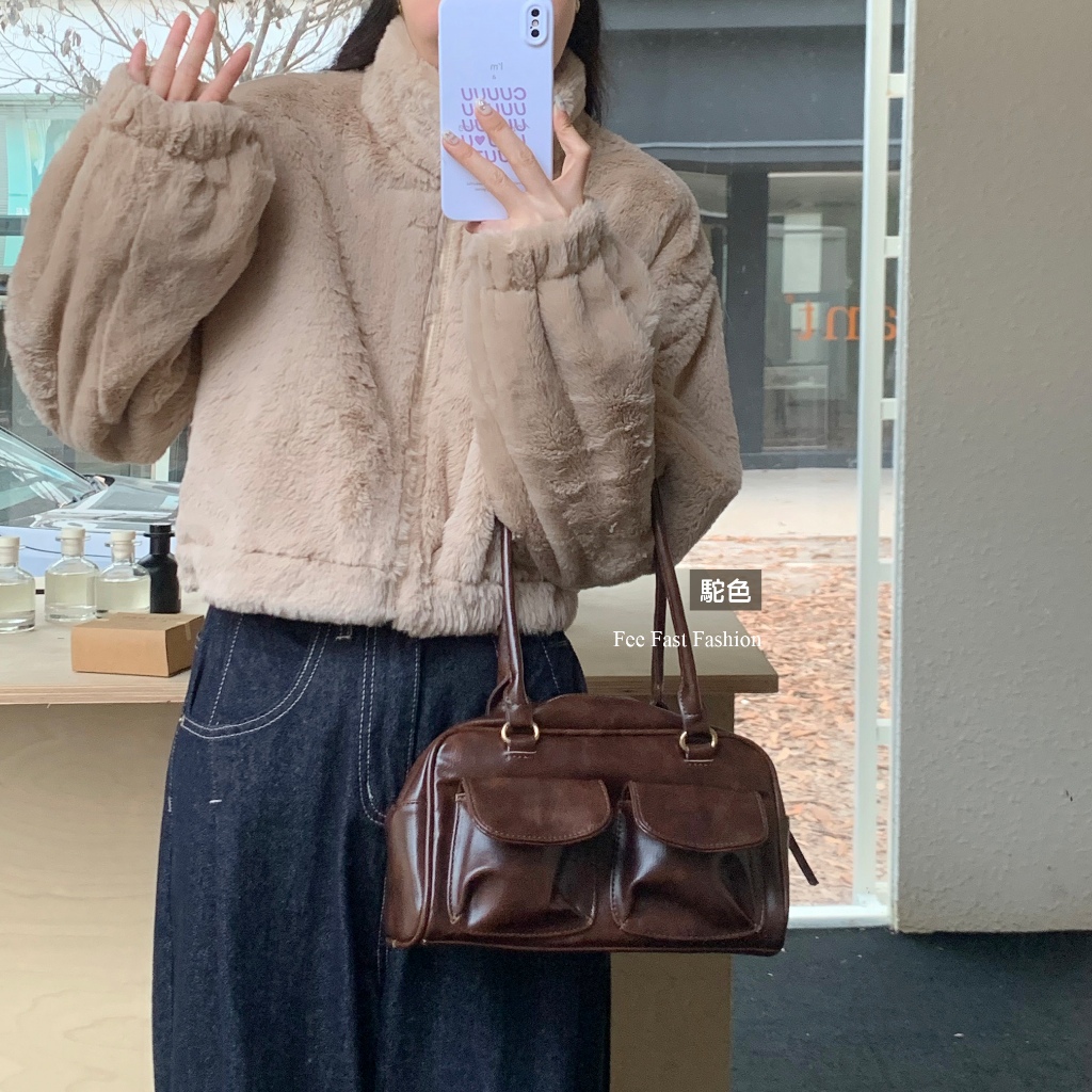 【Fee現貨8色】毛茸茸感熊寶寶外套(短款)🔥絨毛外套 毛毛外套 熊寶寶外套 保暖穿搭 韓系穿搭 冬天