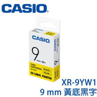 全新CASIO標籤機色帶 黃底黑字 12mm(XR-12YW1