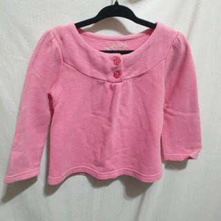 姜小舖超低價🎀jumping beans粉紅色圓領長袖棉質上衣。適合約1歲的兒童穿 T恤 棉T 芭比風 素色