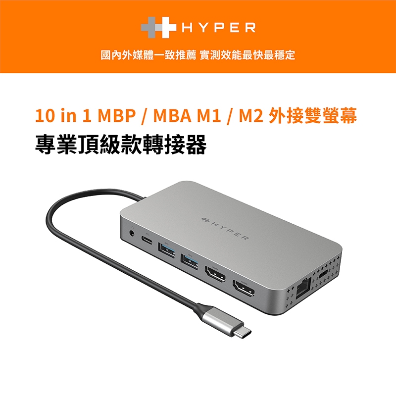 【HyperDrive】10-in-1 HDMI (M1/M2螢幕轉接器) USB-C Hub