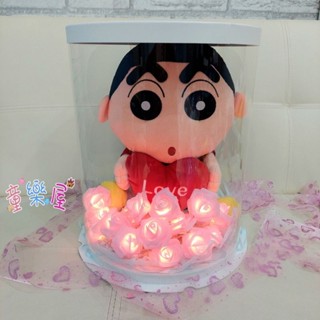 蠟筆小新玫瑰禮物盒~抱愛心小新娃娃生日禮物盒~蠟筆小新玩偶禮物袋~正版授欂~蠟筆小娃娃禮盒