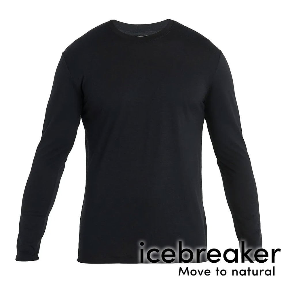 【icebreaker】中性美麗諾羊毛圓領長袖上衣 JN150『黑』0A56RR