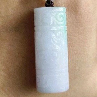 玉貴人…天然2用飄綠淡雅紫印章翡翠玉墜項鍊，特價.