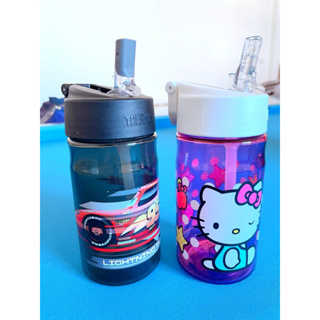 美國Thermos 膳魔師 迪士尼系列兒童吸管防漏水壺 閃電麥坤 Hello kitty 圖案兒童水壺水杯355ml二手