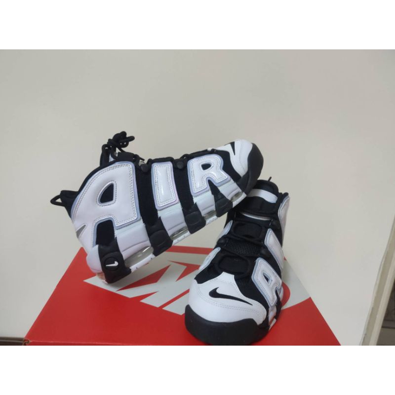 全新台灣公司貨 男款u.s9.5 Nike Air More Uptempo 96 大AIR 籃球鞋 白黑