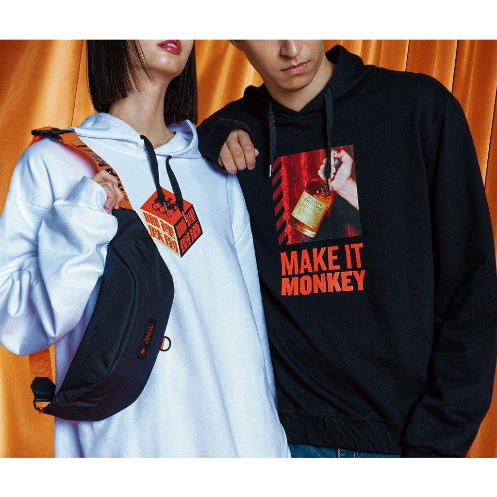 三隻猴子100%純棉厚磅棉帽T潮猴帽踢長袖帽T潮猴帽T(只有2XL)