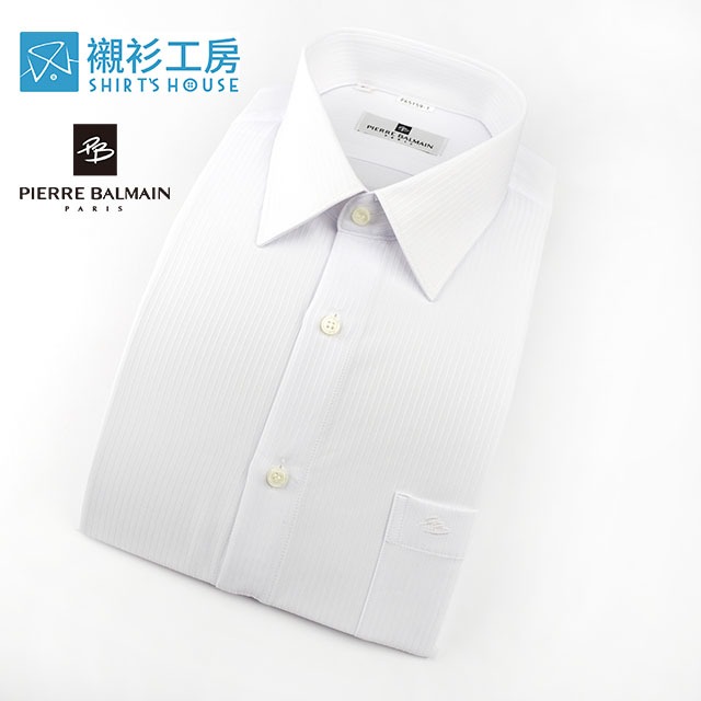 皮爾帕門pb白色緹花、物超所值、合身長袖襯衫65159-01-襯衫工房