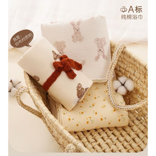 嬰兒純棉四層紗布浴巾、蓋毯、包巾