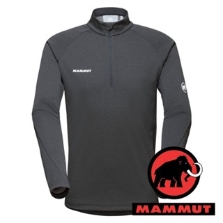 【MAMMUT 長毛象】Aegility男快乾半門襟長袖上衣『幻影黑/白』1016-00730 戶外 露營 登山 保暖