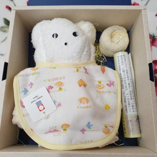 全新 Imabari Towel 今治 (日本製) 毛巾禮盒 (嬰兒圍兜 + 今治毛巾) 新生兒 口水巾 圍兜兜 幼童