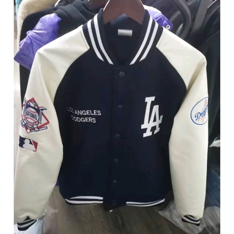 LA Dodgers 洛杉磯 道奇隊 皮革袖 棒球外套 夾克 嘻哈 饒舌 尺寸XL