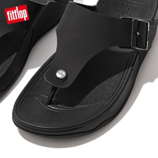 【FitFlop】TRAKK II MENS BUCKLE LEATHER TOE-POST 夾脚涼鞋-男(黑)