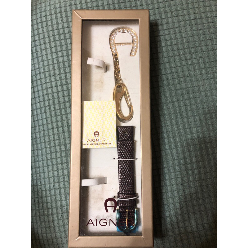 《原廠真品》AIGNER 真皮錶帶+鑰匙圈🈴️售