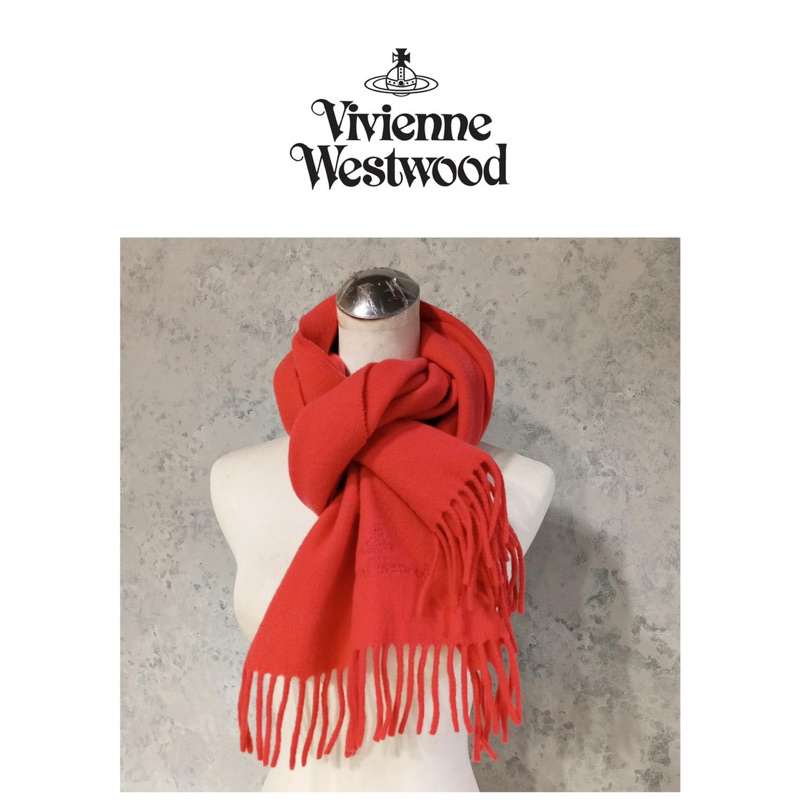 二手真品 Vivienne Westwood 圍巾 紅色 A533