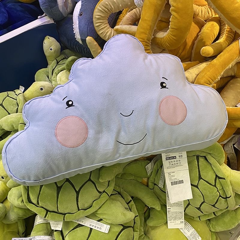 IKEA宜家 費德蒙靠墊 淺藍色雲朵抱枕 毛絨玩具 沙發裝飾 兒童睡覺抱枕 禮物 卡通靠墊