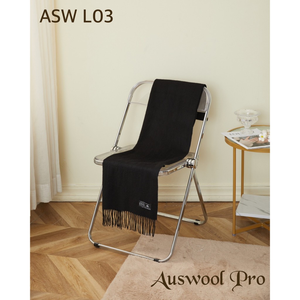 澳洲 Auswool Pro UGG 100%  純羊毛圍巾  ASW L03 神祕暗黑色