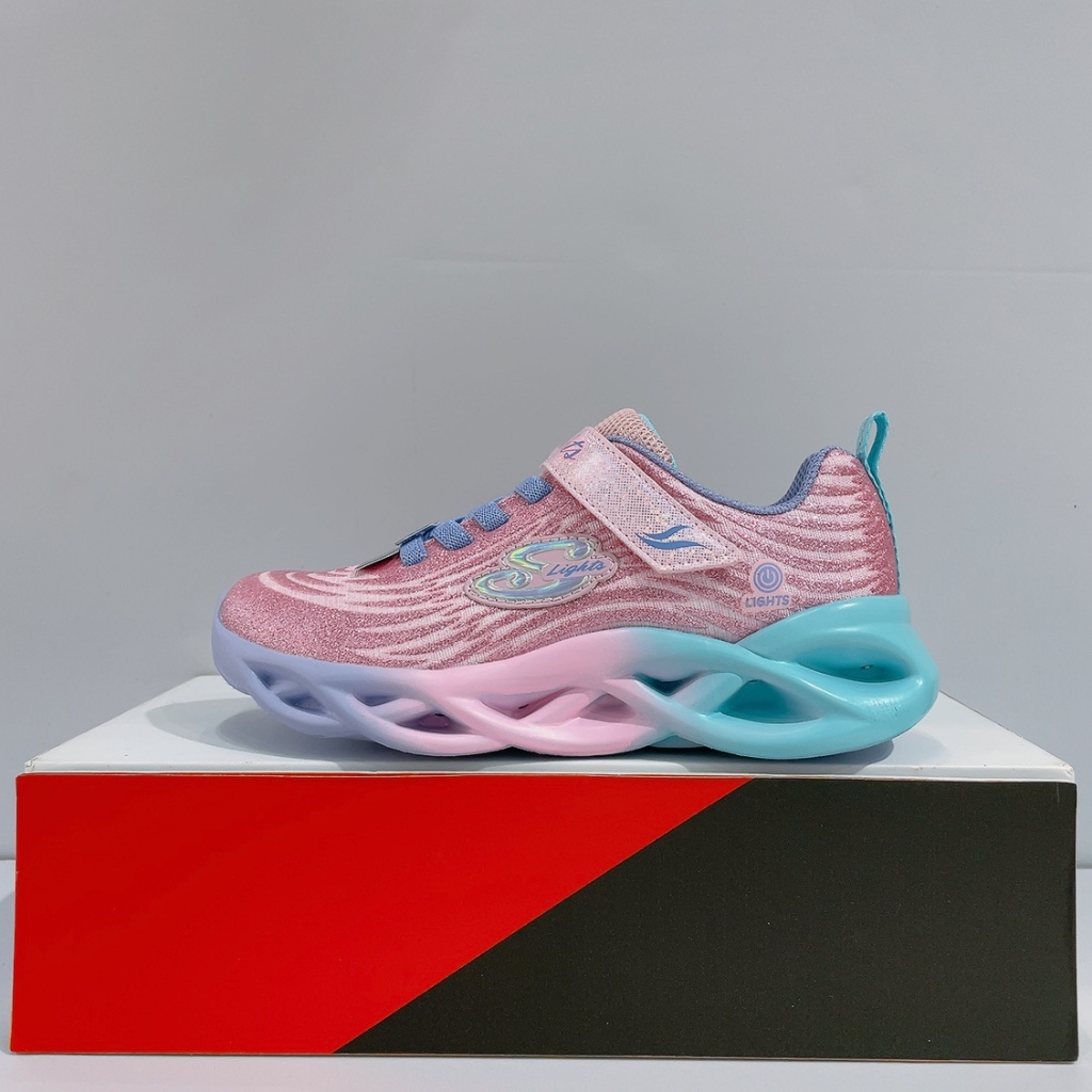 SKECHERS TWISTY BRIGHTS 中童鞋 粉色 魔鬼氈 發光鞋 電燈鞋 302325LPKMT