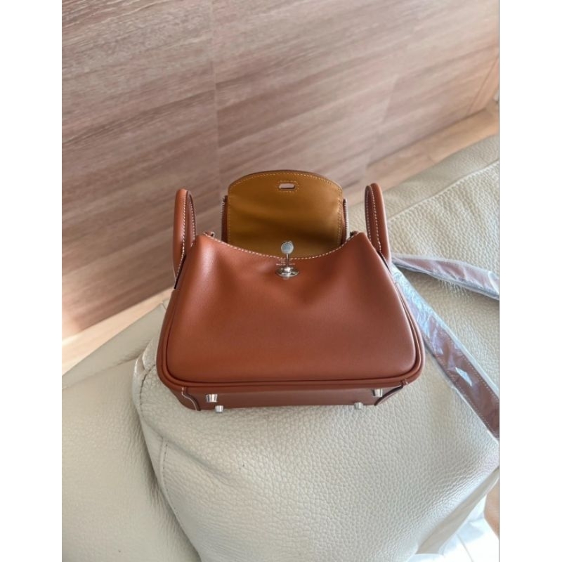 愛馬仕 Hermes Mini Lindy 金棕+琥珀黃(超稀有雙拼色）