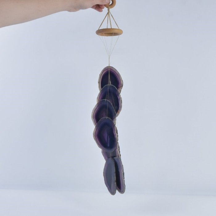 紫色瑪瑙 風鈴 擺件 收藏品 原石 日本