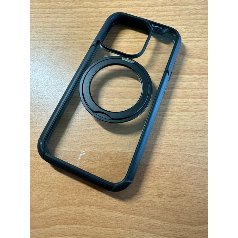 二手-IPhone15 pro imos磁吸支架手機殼 黑