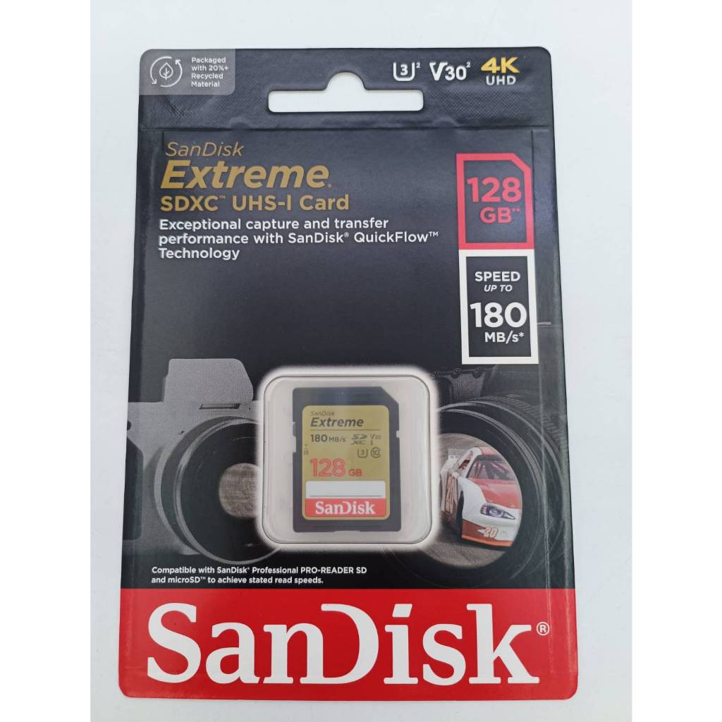 SanDisk Extreme 128G 記憶卡 180MB/S 4K U3 SDXC UHS-I 公司貨