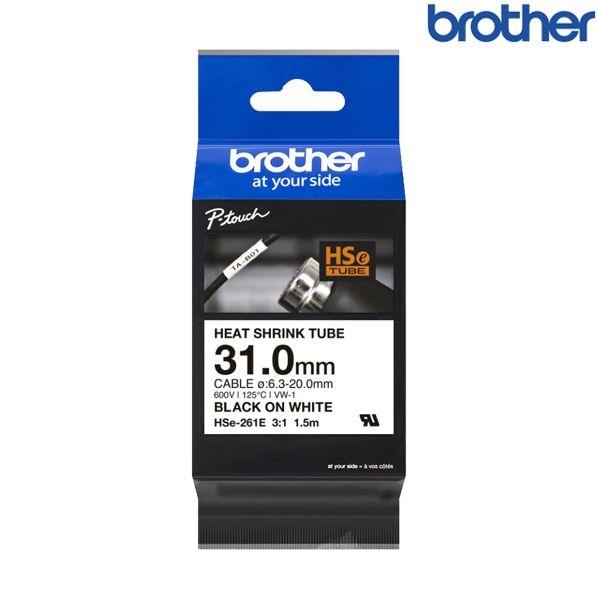 Brother兄弟 HSe-261E 白底黑字 標籤帶 熱縮套管系列 31.0mm 標籤熱縮管 HSe-261