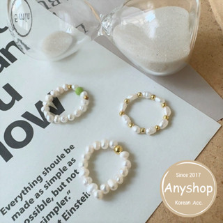 Anyshop韓國飾品 天然淡水珍珠串珠戒指 彈力可調式戒指 珍珠 戒指 韓國戒指 正韓戒指 尾戒 X8804