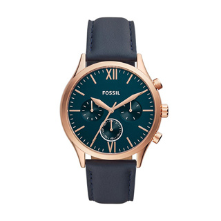 FOSSIL 男錶 手錶 腕錶 44mm 藍色真皮錶帶 男錶 手錶 腕錶 BQ2412 (現貨)
