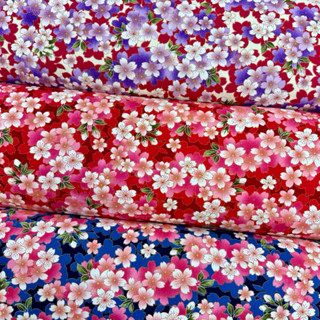 【大同布行】厚棉布 古布 100%純棉布 和風花朵 適用於紅布包、抱枕、手作、桌巾、上衣、裙子、佈置、手提袋、布料