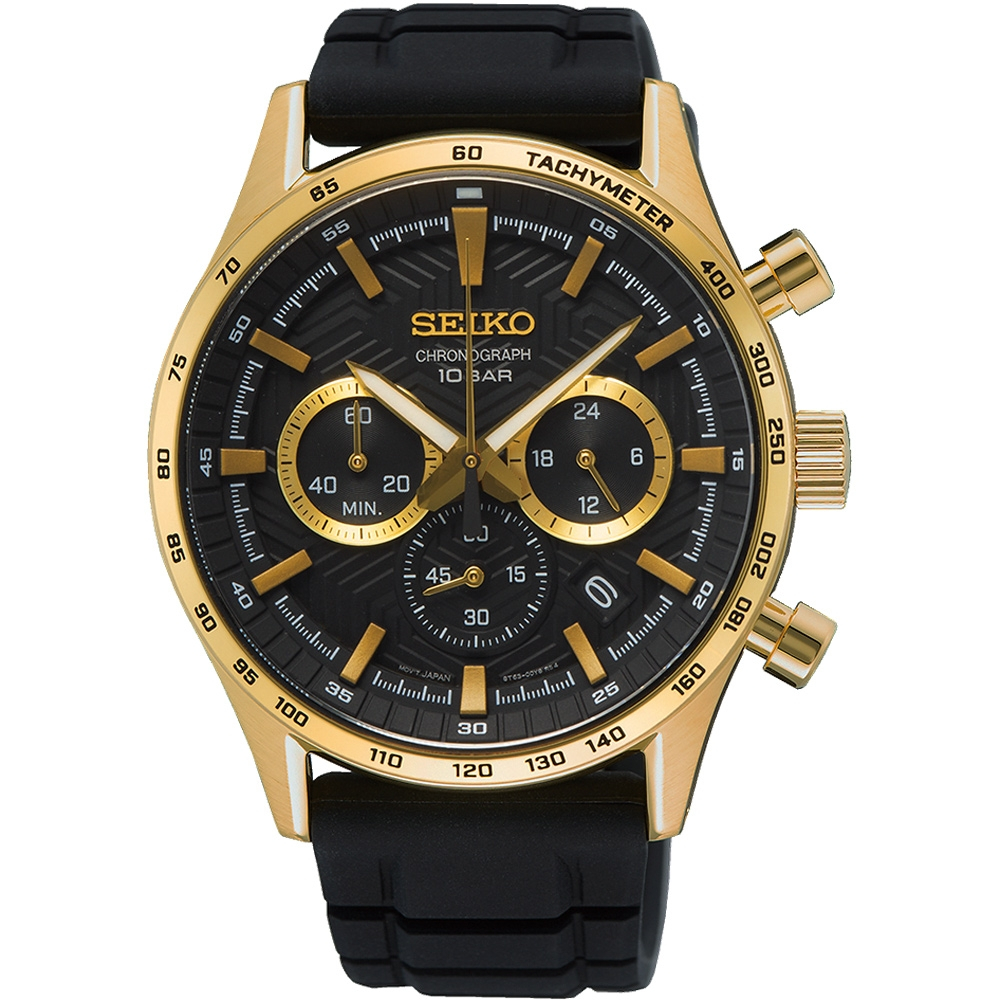 SEIKO精工 CS系列 輪胎紋計時手錶 -黑金 (SSB446P1/8T63-00Y0C)  SK027