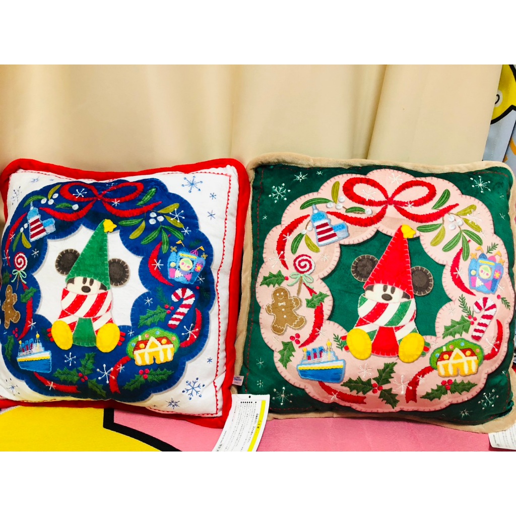東京迪士尼樂園 2023 聖誕節 精靈米奇 抱枕 綠色 白色 日本 枕頭 靠枕