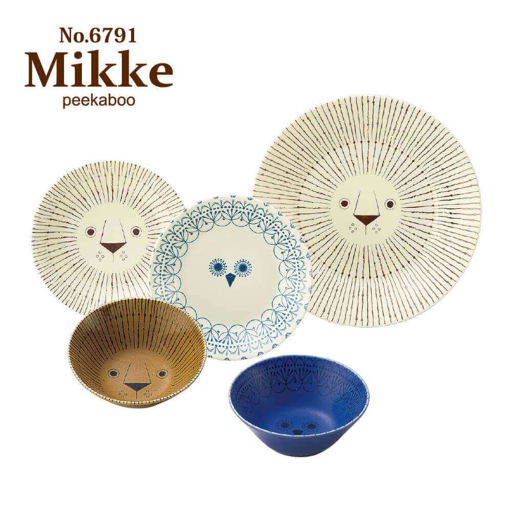 日本製 三鄉陶器 Sango Mikke 北歐風 動物 美濃燒 陶瓷 盤 碗 5入組 (現貨)