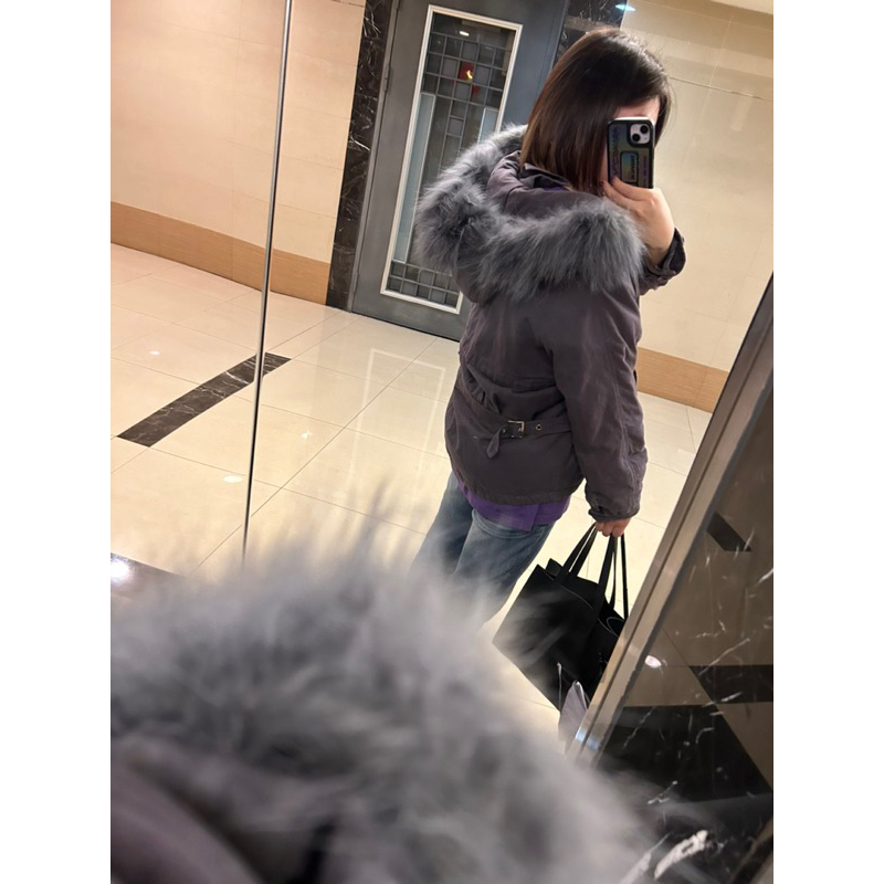 （二手）韓國韓版冬天厚外套 灰色外套 毛毛外套