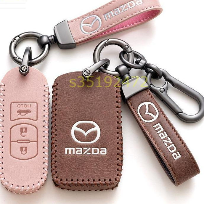 Mazda馬自達鑰匙皮套 CX5 CX4 mazda3 5 6 CX3 鑰匙套 馬三汽車真皮鑰匙包扣