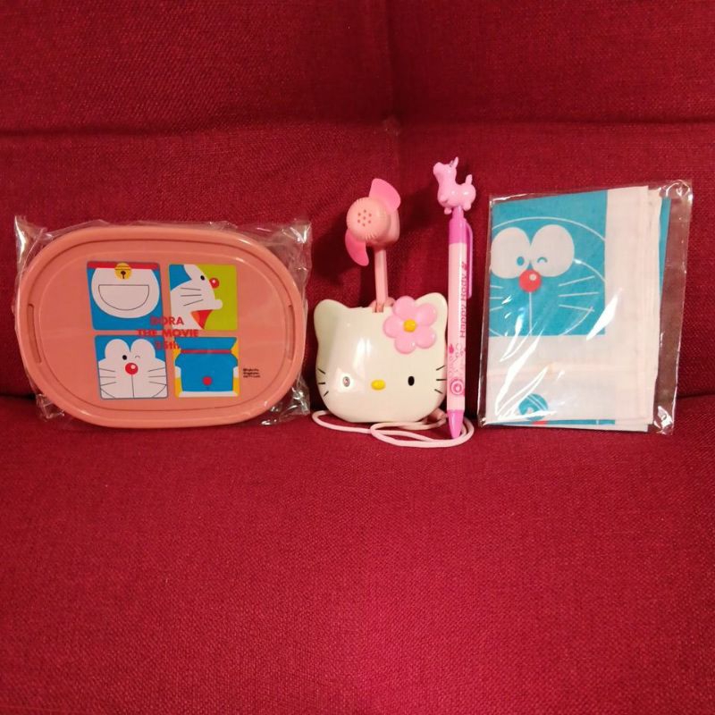 合售早期絕版品大集合 Hello Kitty吊掛清涼風扇  Rody自動鉛筆 小叮噹 置物盒 收納盒 手帕 絕版品